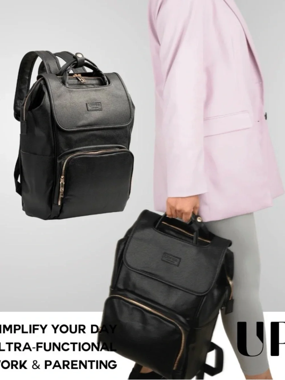 Upper Work Parenting Essential Diaper Black Bag